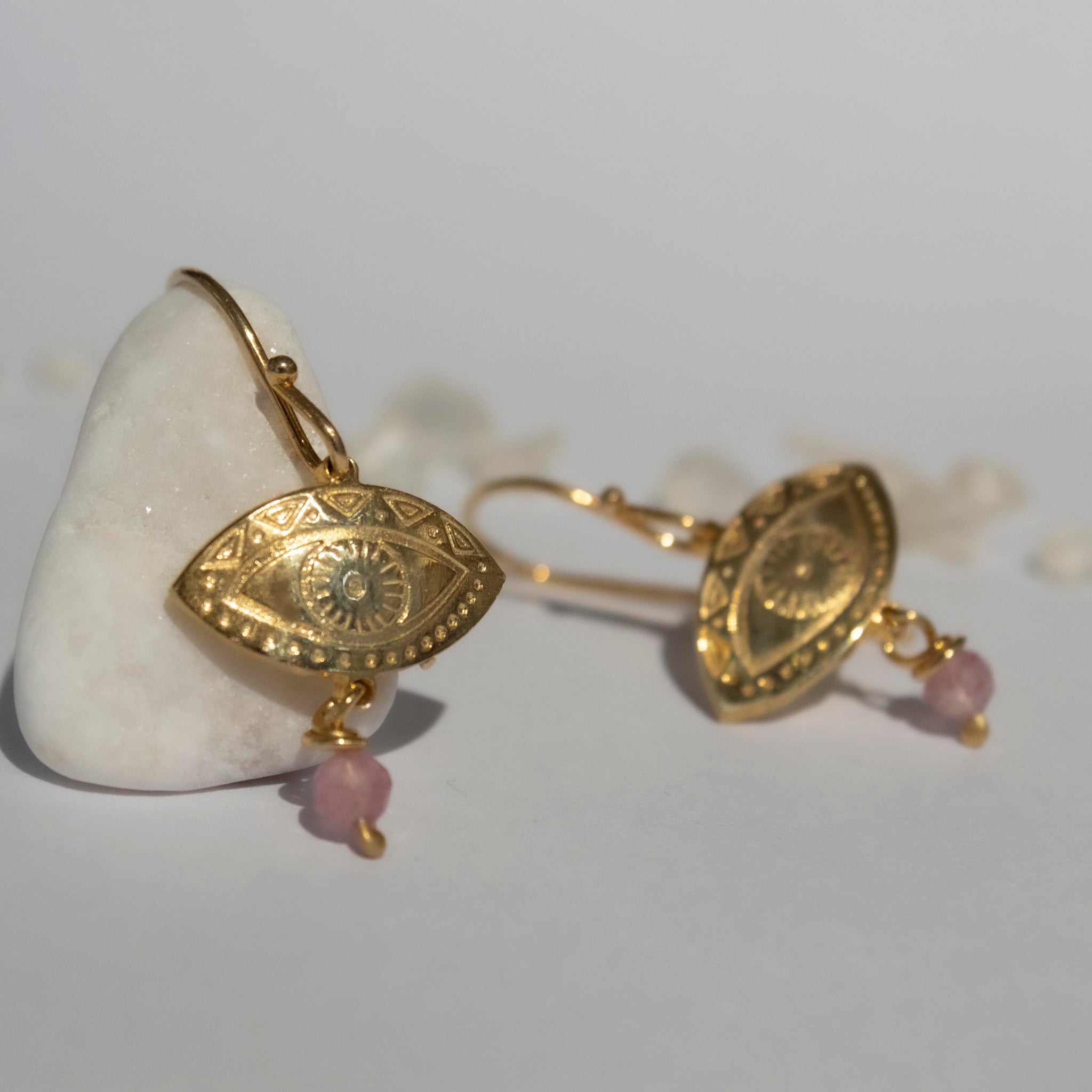 Fylaxto Evil Eye Gold-plated Bangle Earrings with Turquoise Stone