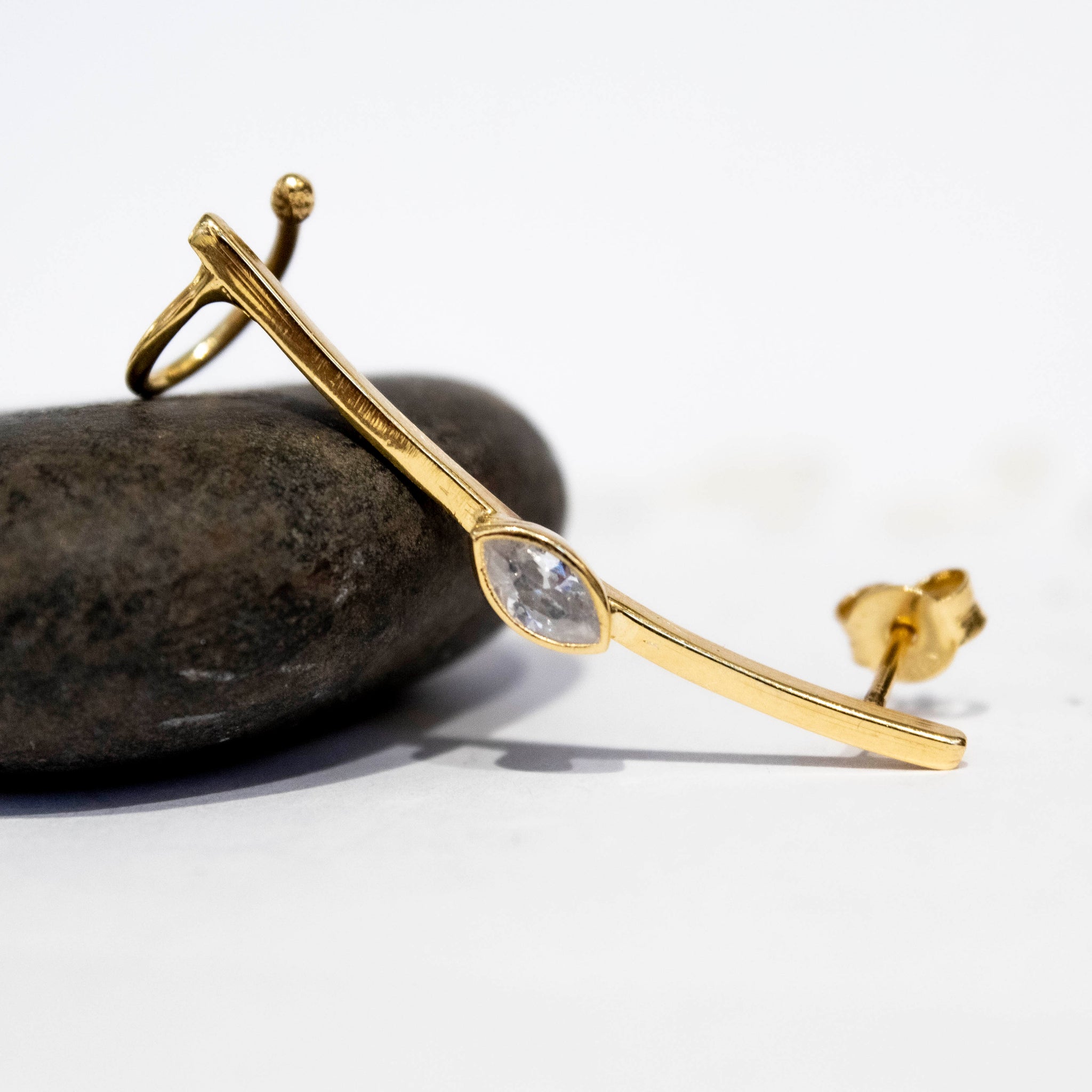 Marquise Ear Cuff  White Zircon Stud Earring