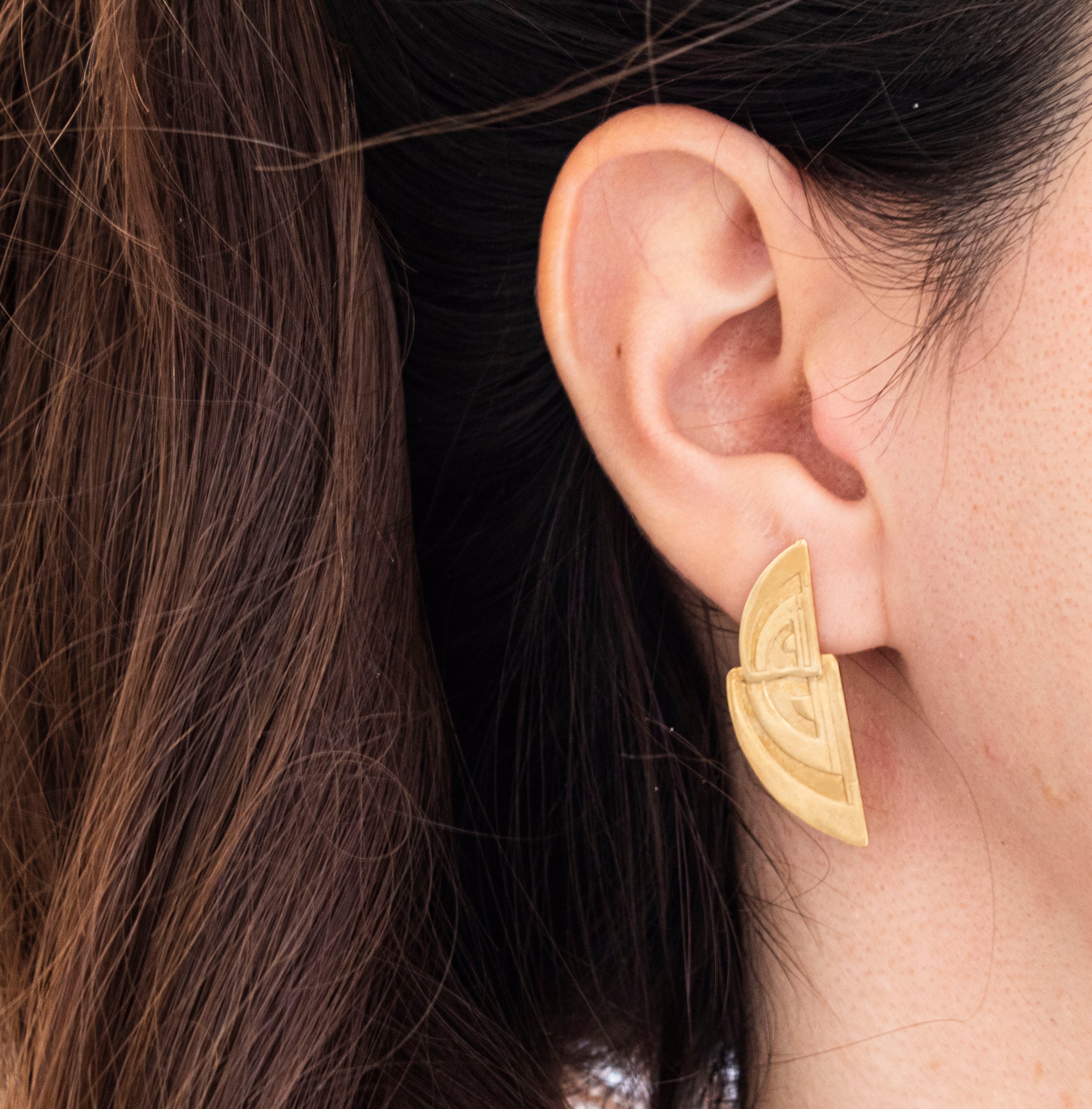 Art Deco Oblong Stametent Stud Earrings