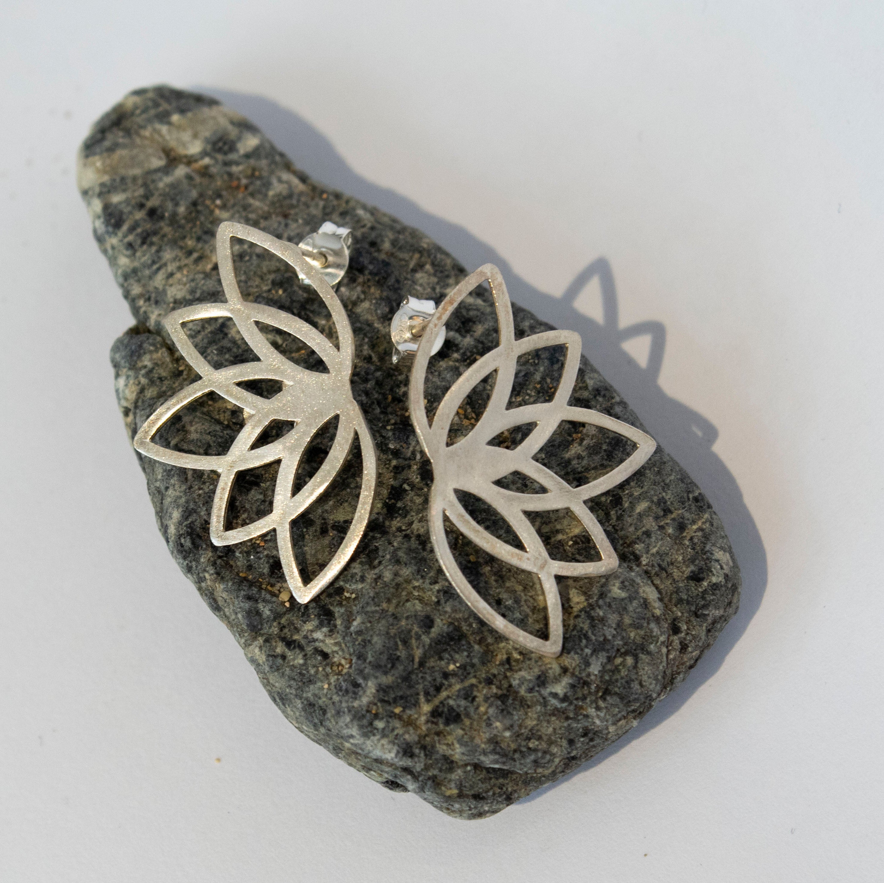 Lotus Flower First Bloom Silver Earrings