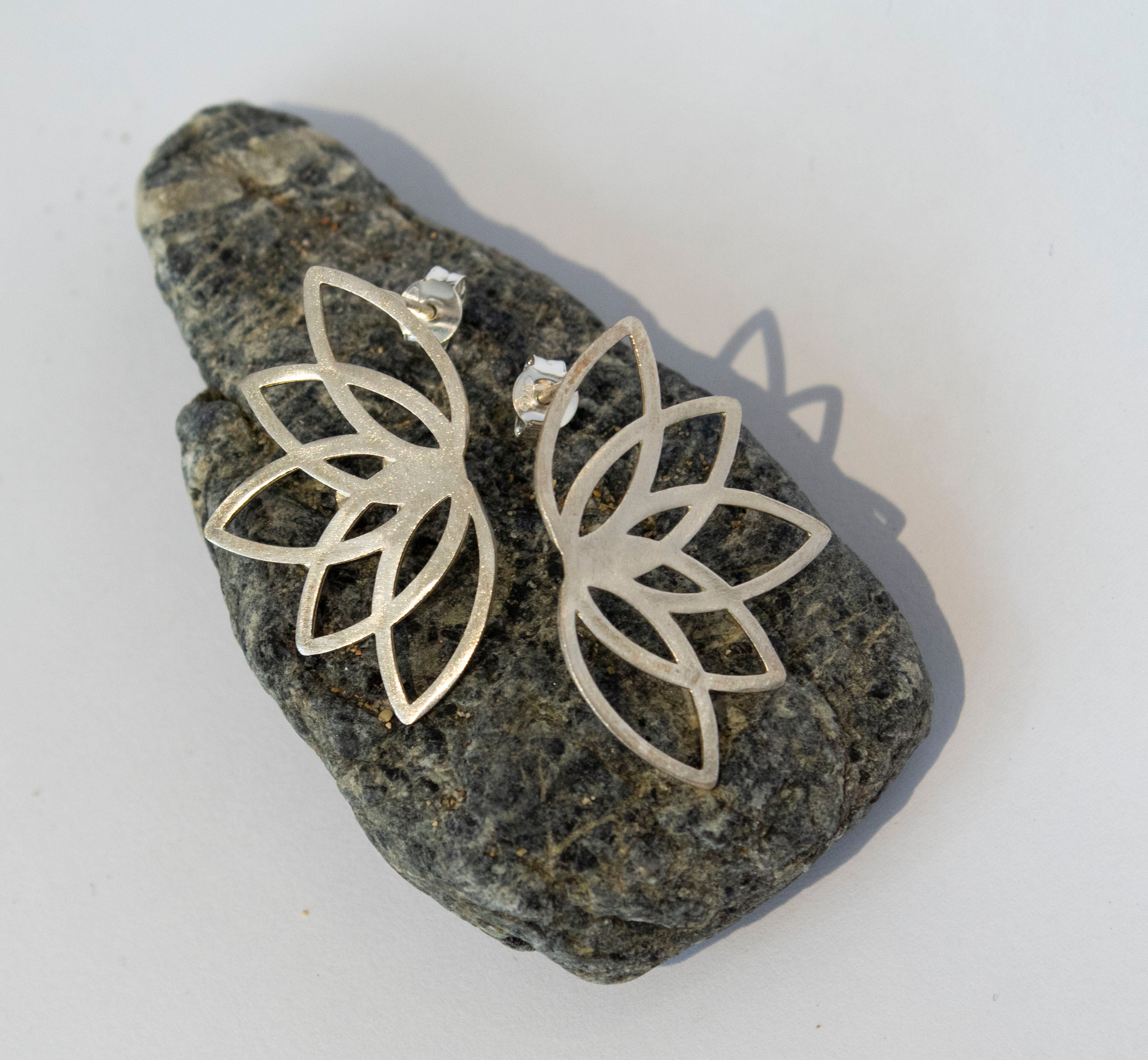 Lotus Flower First Bloom Silver Earrings