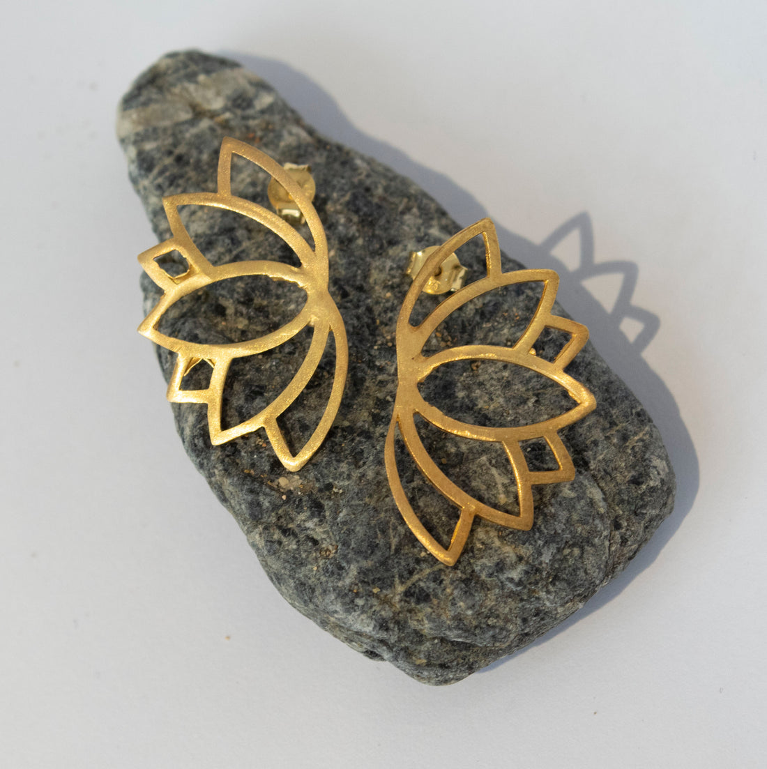 Lotus Flower In Bloom Gold-Plated Earrings