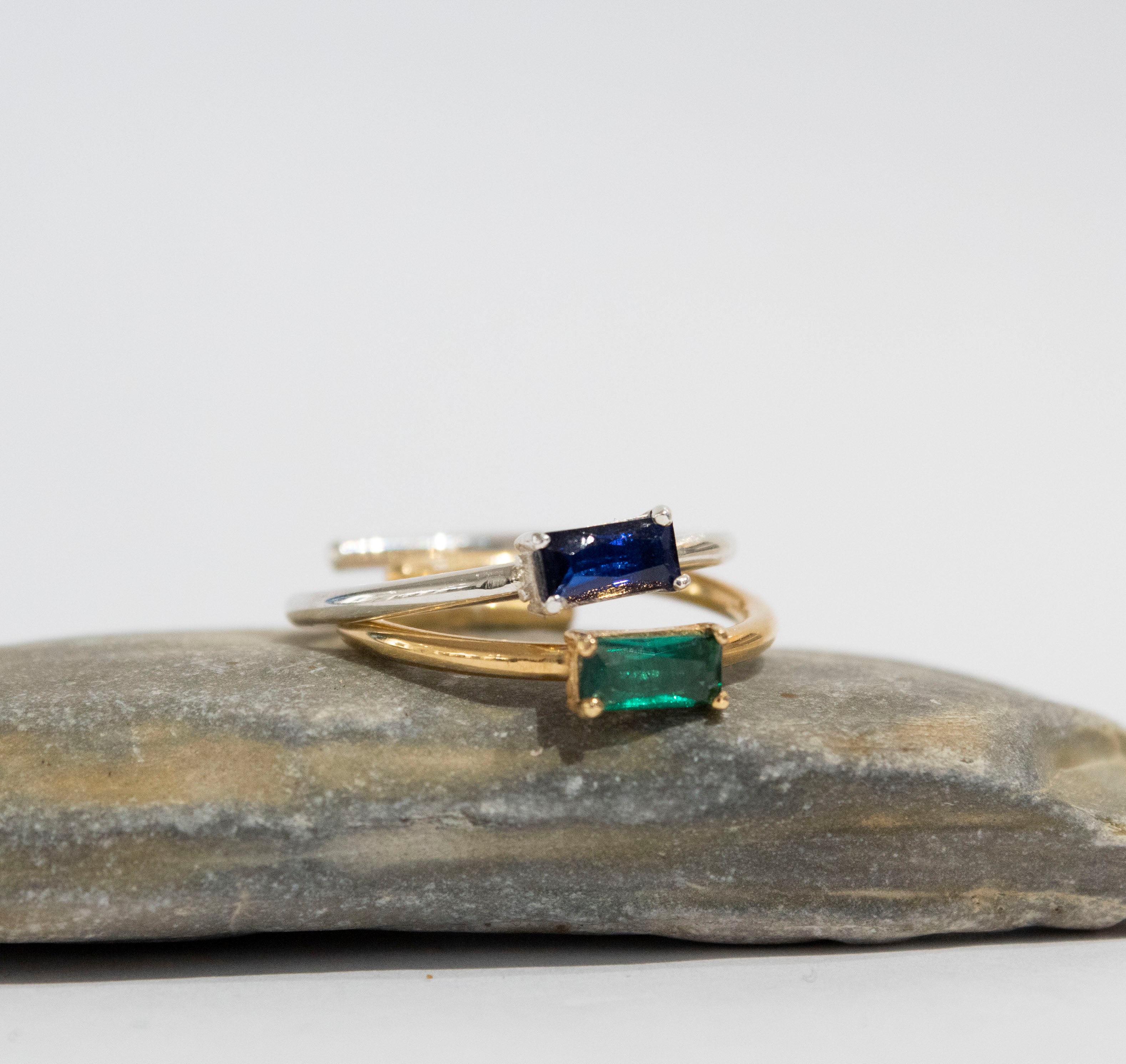 Simplicity Baguette Blue Zircon Adjustable Ring