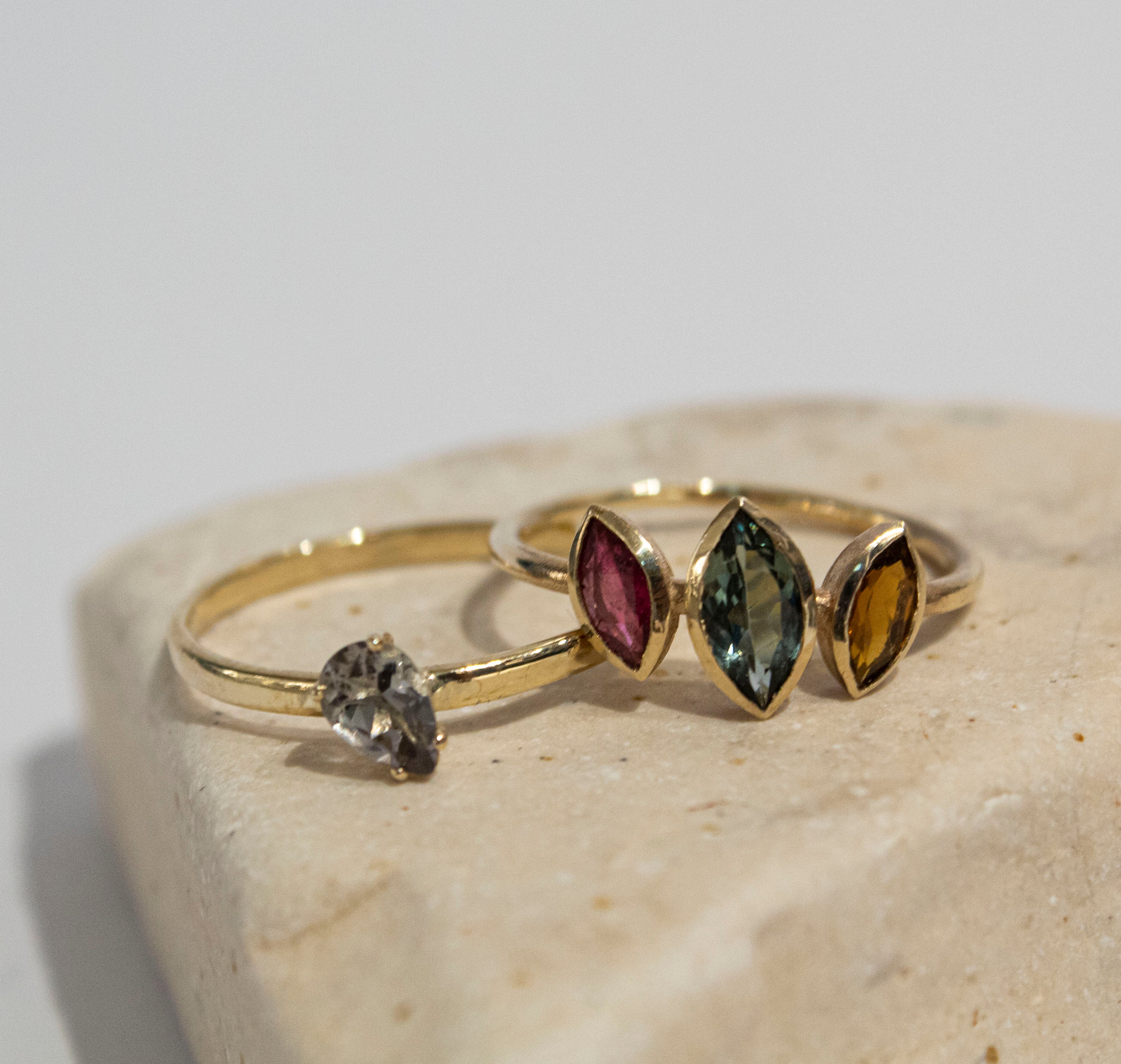 Pear Tourmaline Solitaire Ring 9 karats Gold