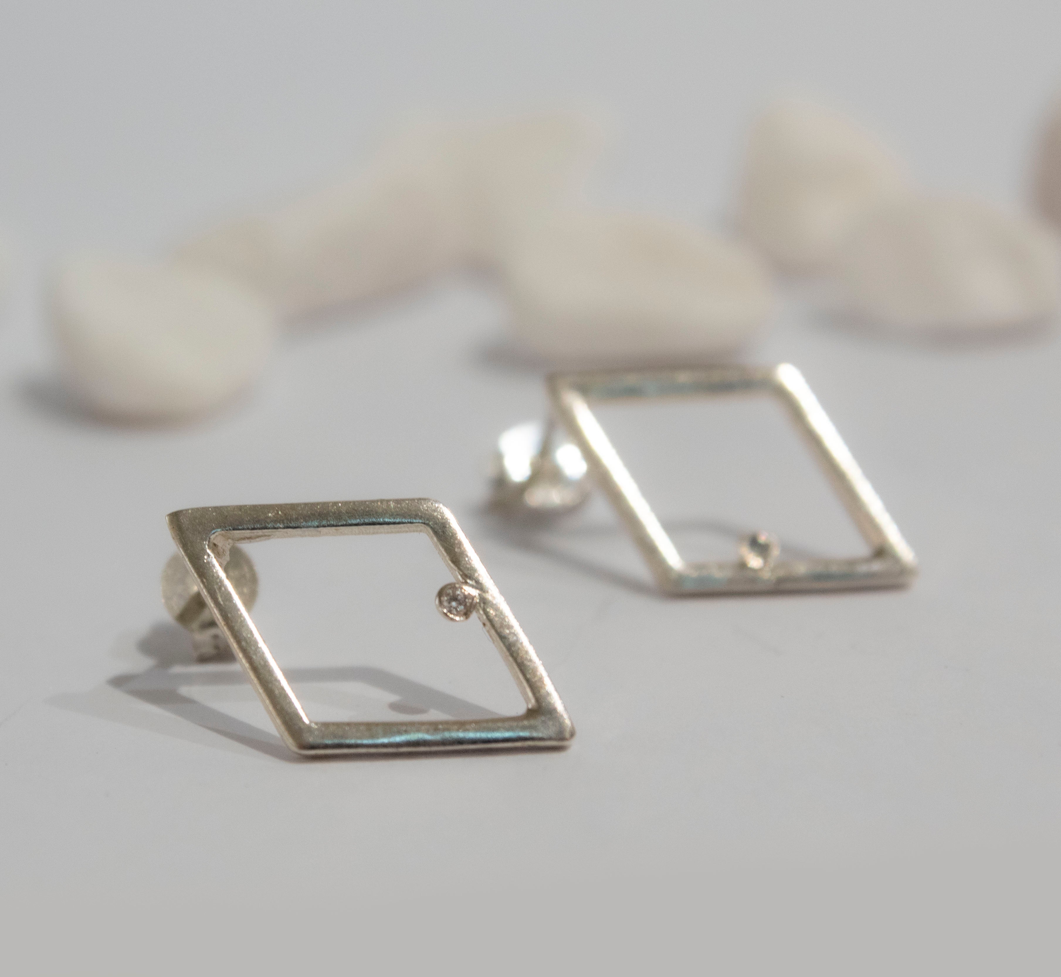Simplicity Rhombus Zircon Stud Earrings