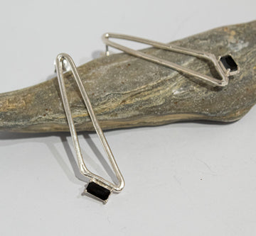 Simplicity Baguette Black Zircon Triangle Stud Earrings