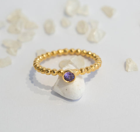 Simplicity Round Violet Zircon  Bubble Ring