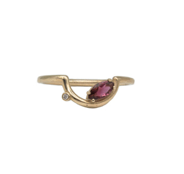 Smile Tourmaline and Diamond Ring 9 karats Gold