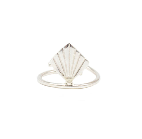 Retro Lotus Pointed Rectangle Minimal Ring