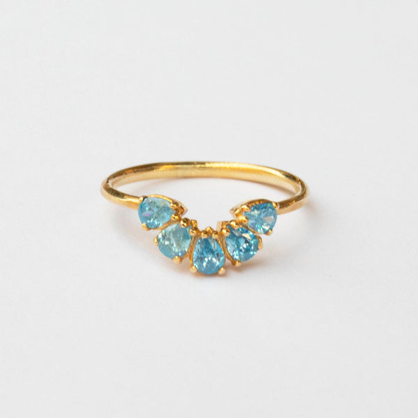 Smile Sky Blue Zircon Stones Ring