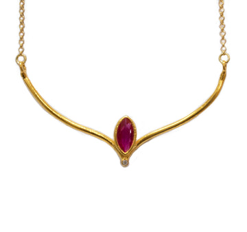 Κολιέ Marquise Μυθικό με κόκκινο ζιργκόν