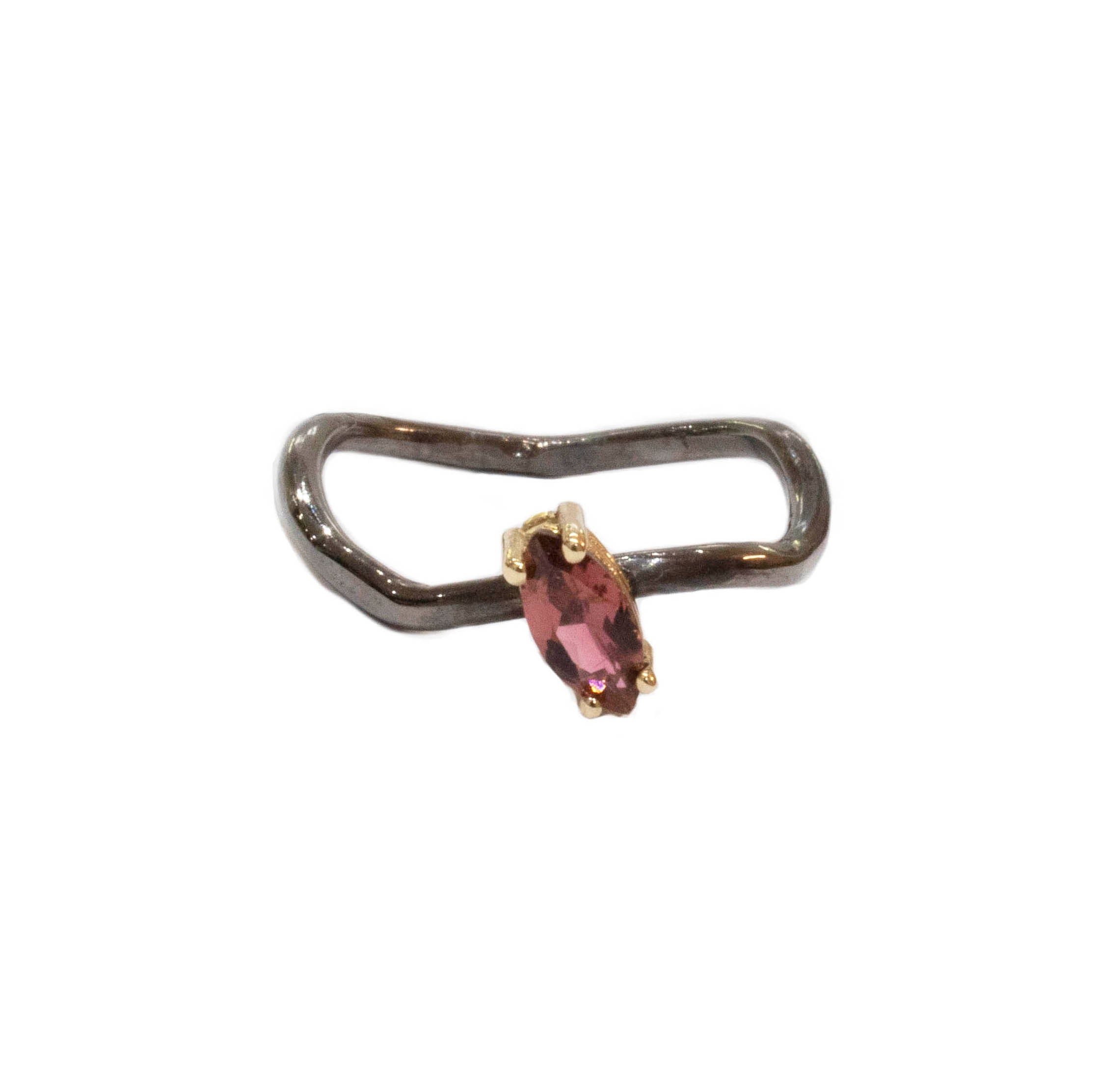 Μονόπετρο με ροζ  τουρμαλίνη συνδυασμός πολύτιμων  μετάλλων 