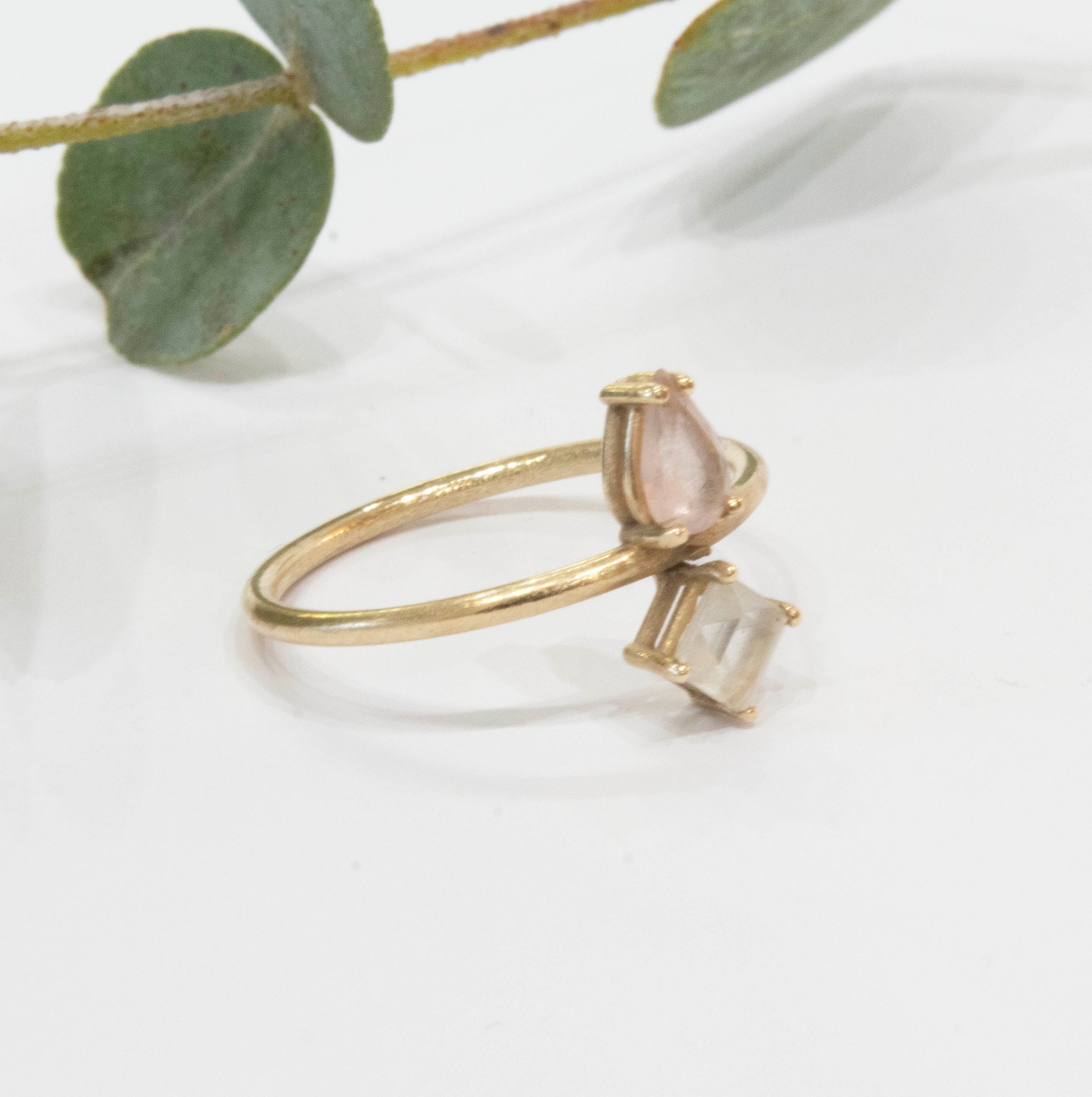 Joined White Square Topaz and Pink Tourmaline