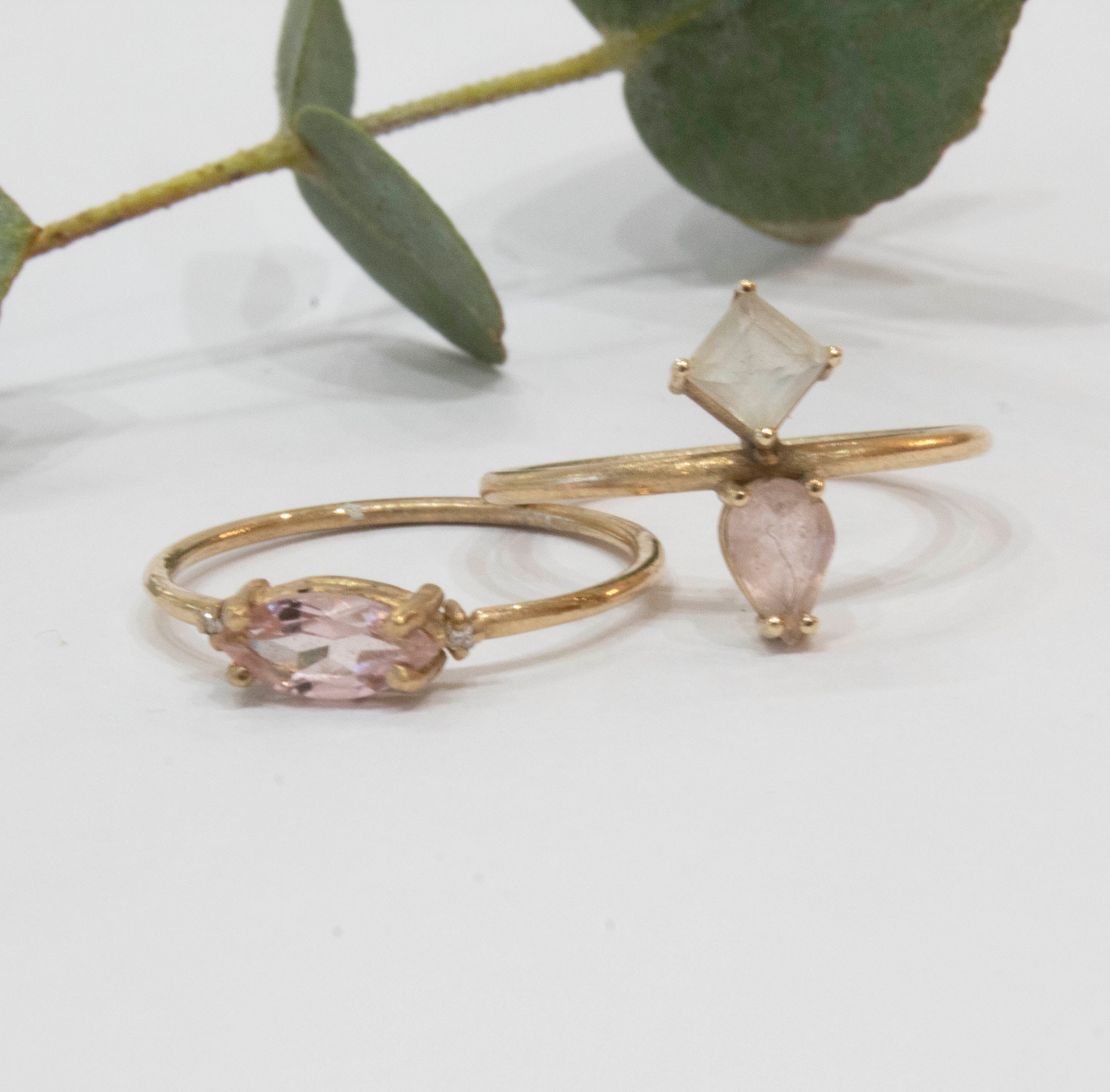 Joined White Square Topaz and Pink Tourmaline