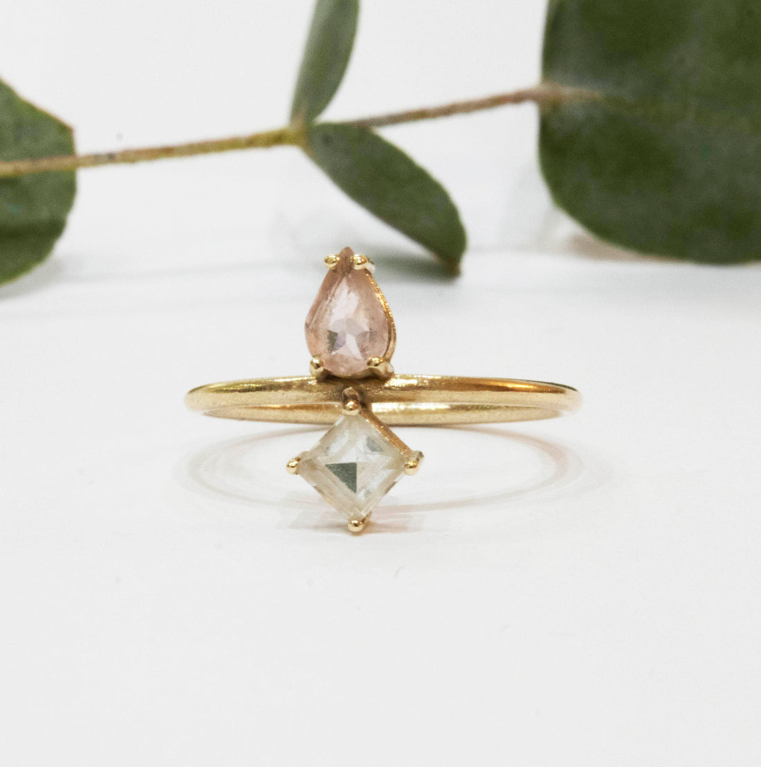 Joined White Square Topaz and Pink Tourmaline