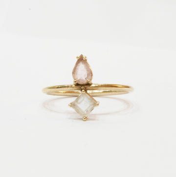 Joined White Square Topaz and Pink Tourmaline