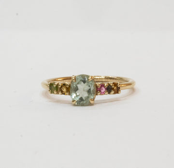 Oval Light Blue and Colored Tourmalines Ring