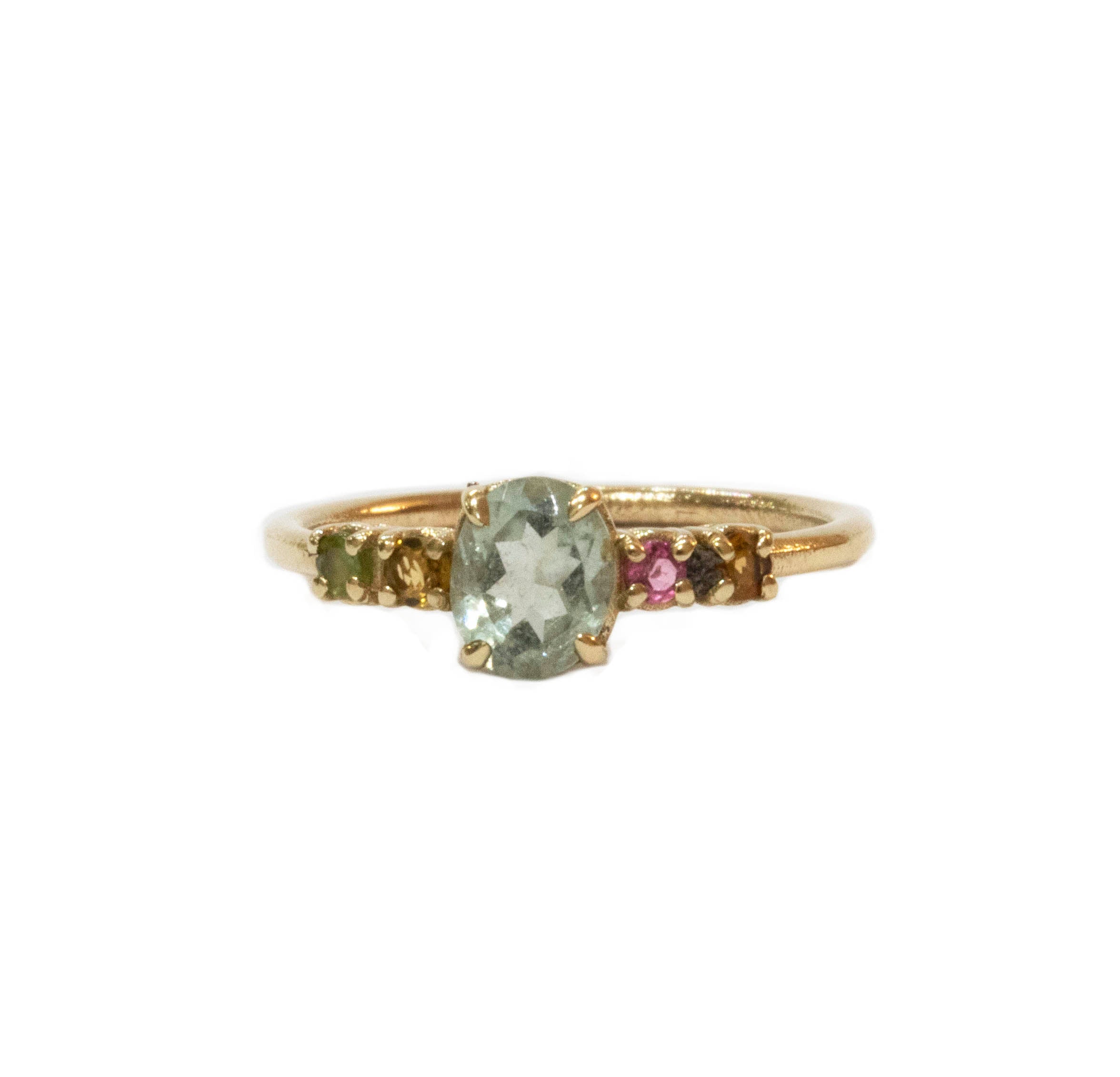 Oval Light Blue and Colored Tourmalines Ring