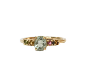 Oval Light Blue and Colored Tourmalines Ring