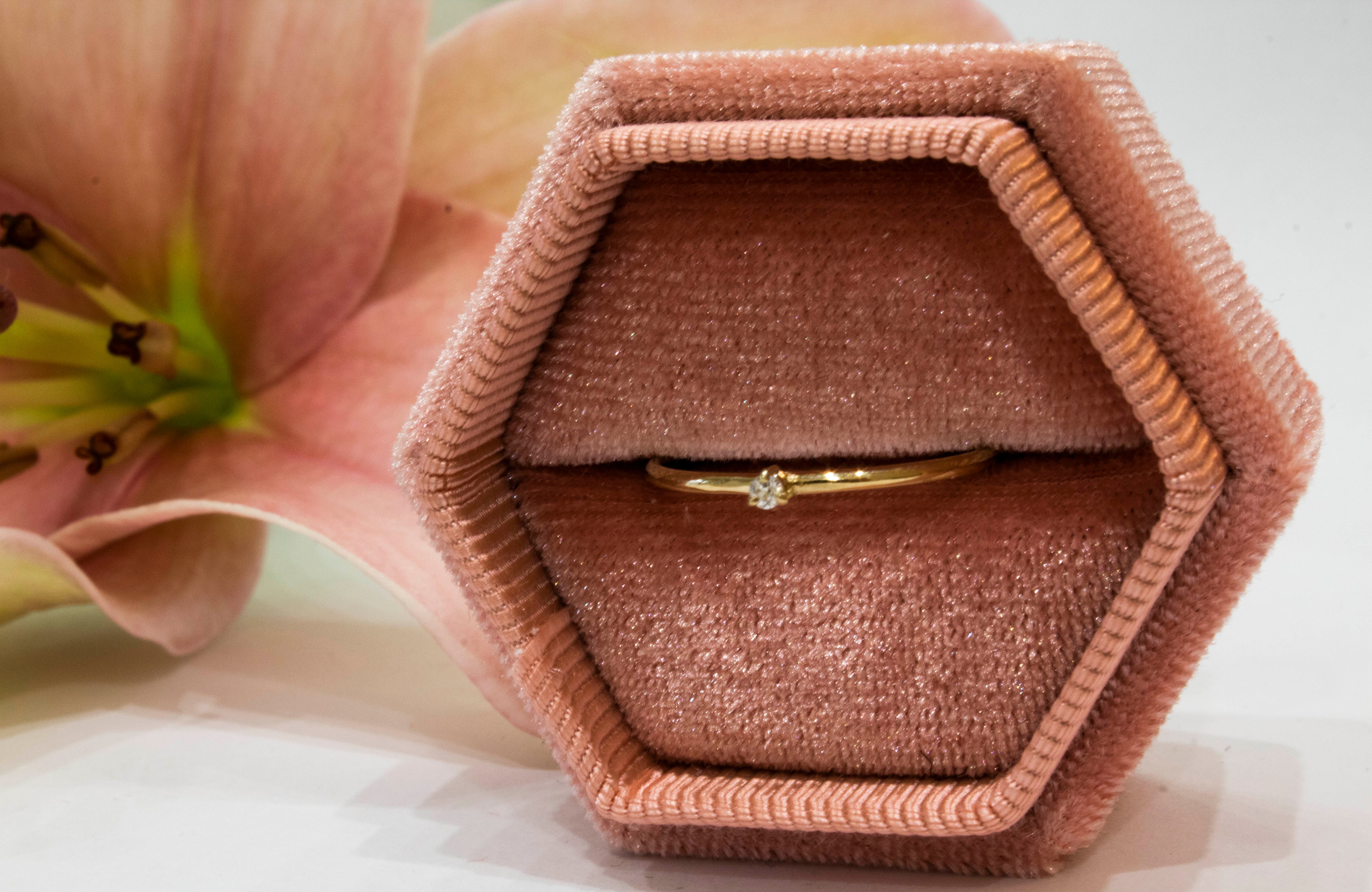 Wave Small  Diamond Solitaire Ring