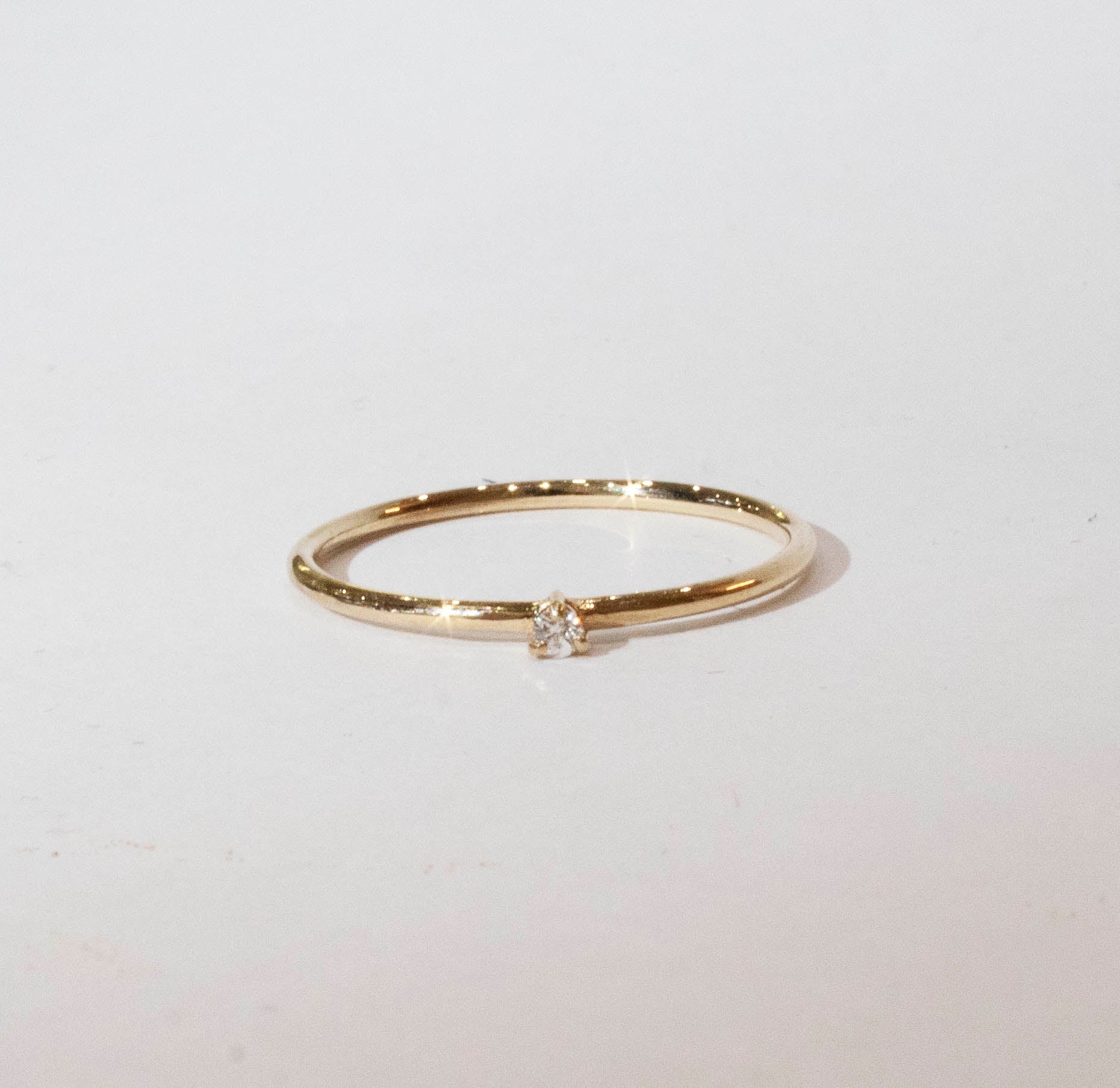 Wave Small  Diamond Solitaire Ring