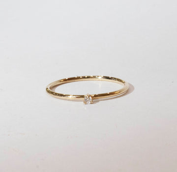 Wave Small  Diamond Solitaire Ring