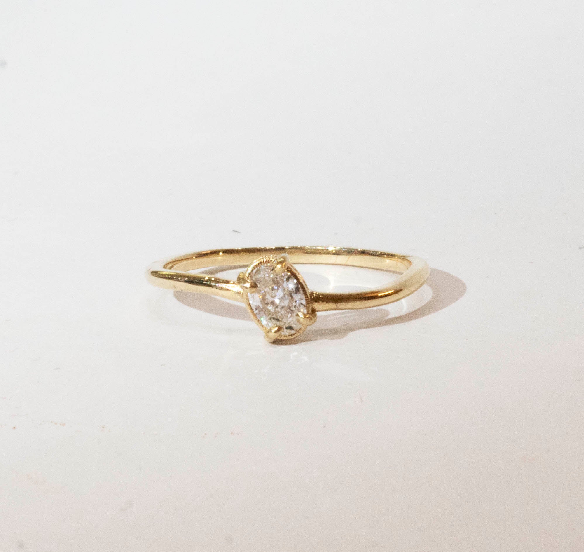 Wave Solitaire Oval Diamond Ring