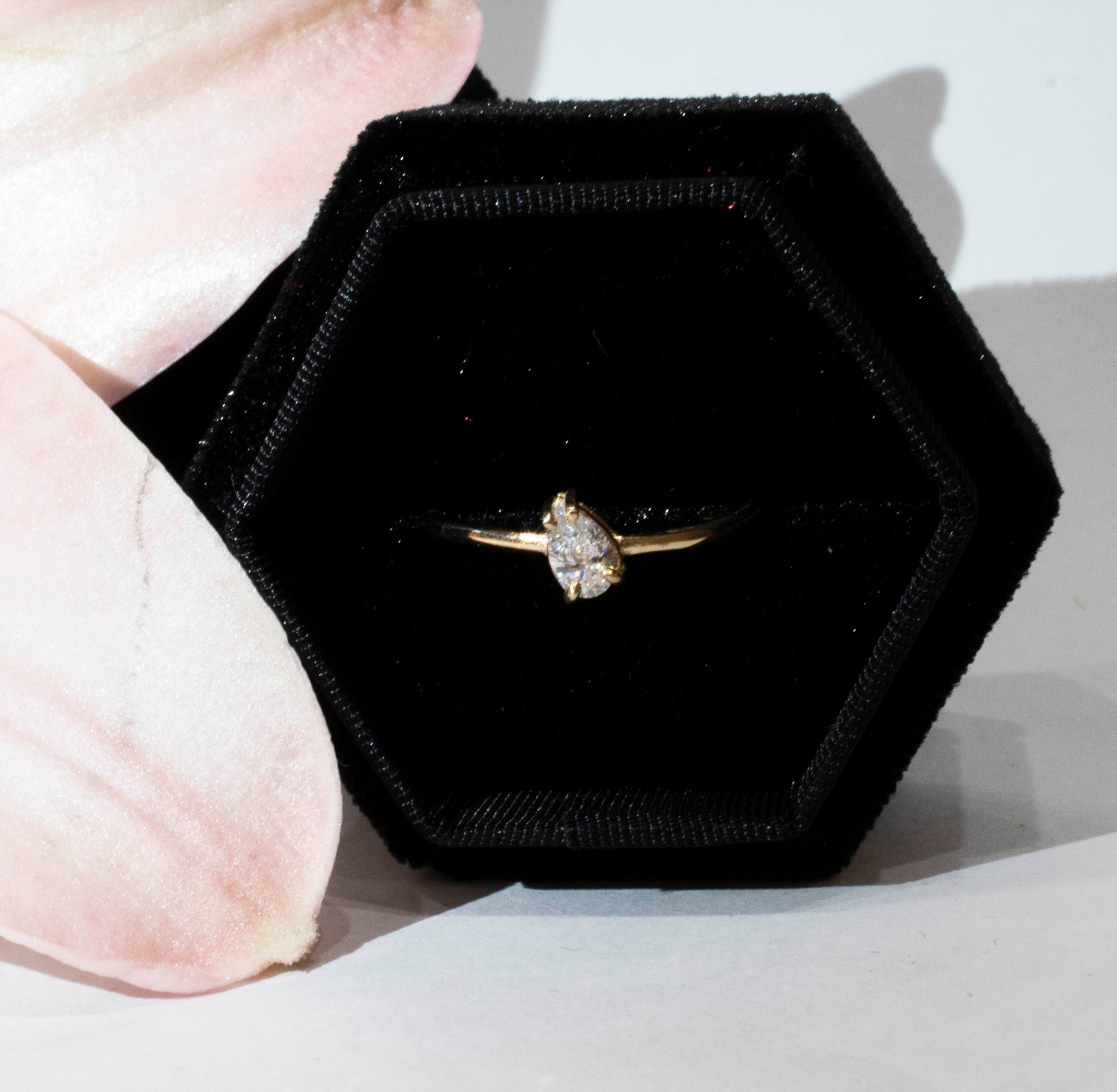 Wave Solitaire Pear Diamond  Ring