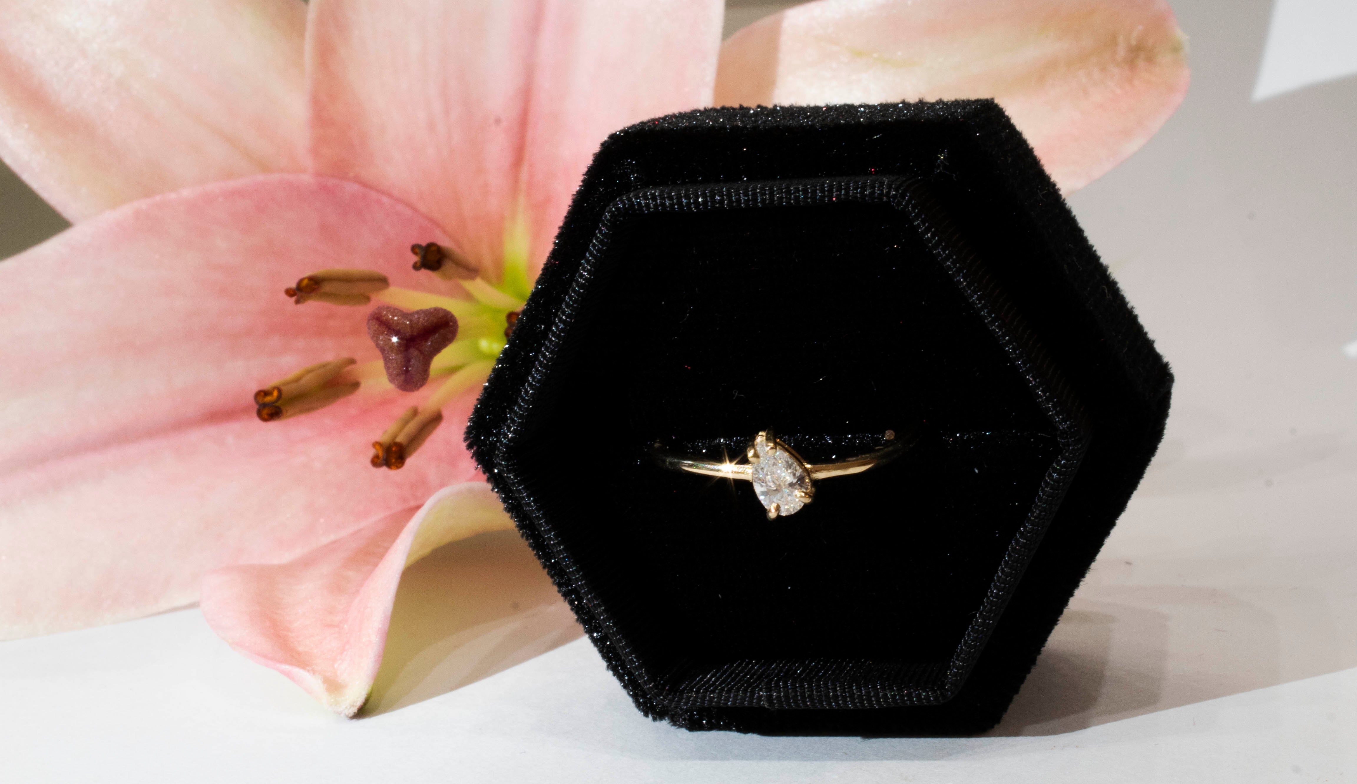 Wave Solitaire Pear Diamond  Ring