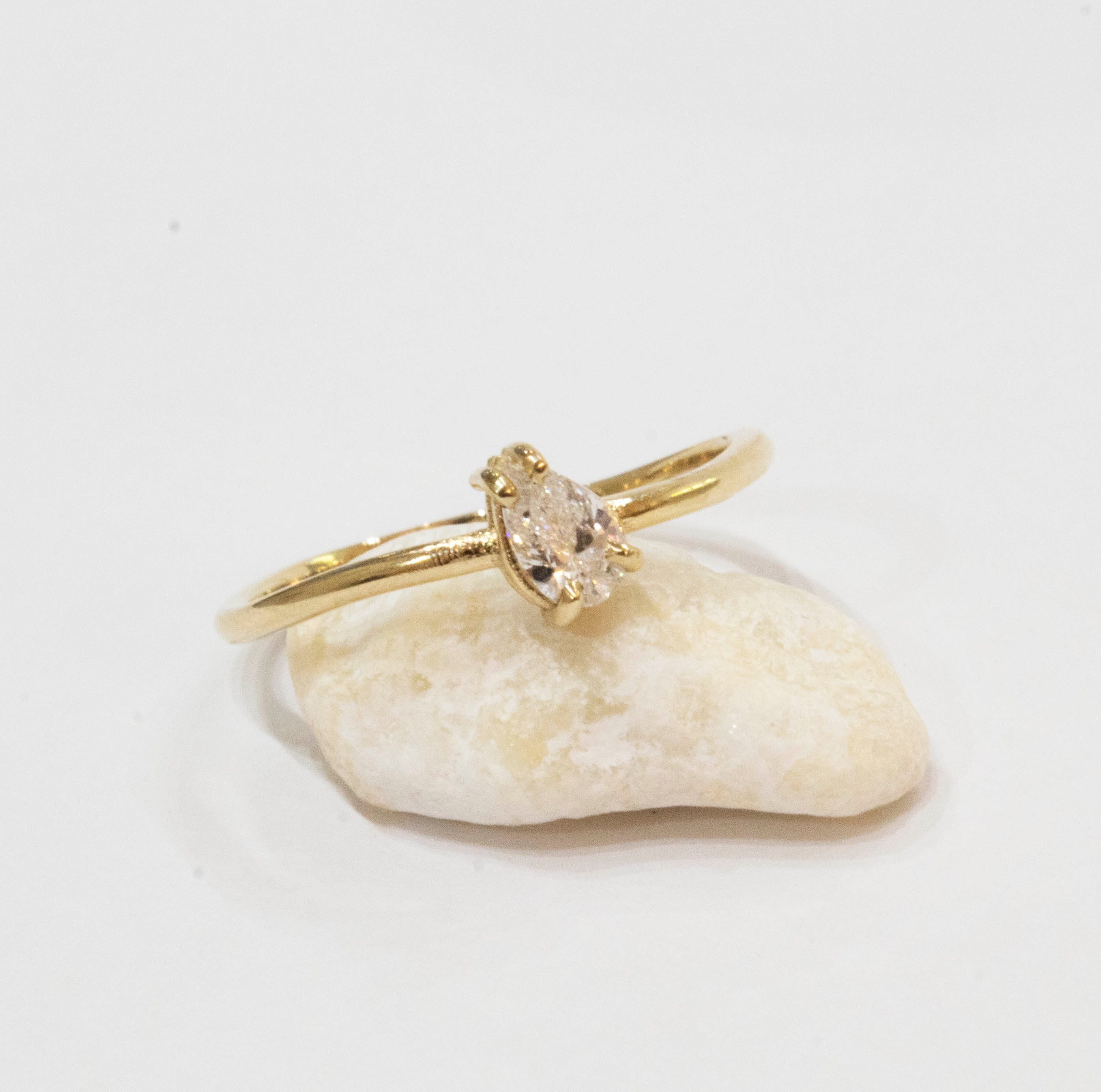 Wave Solitaire Pear Diamond  Ring