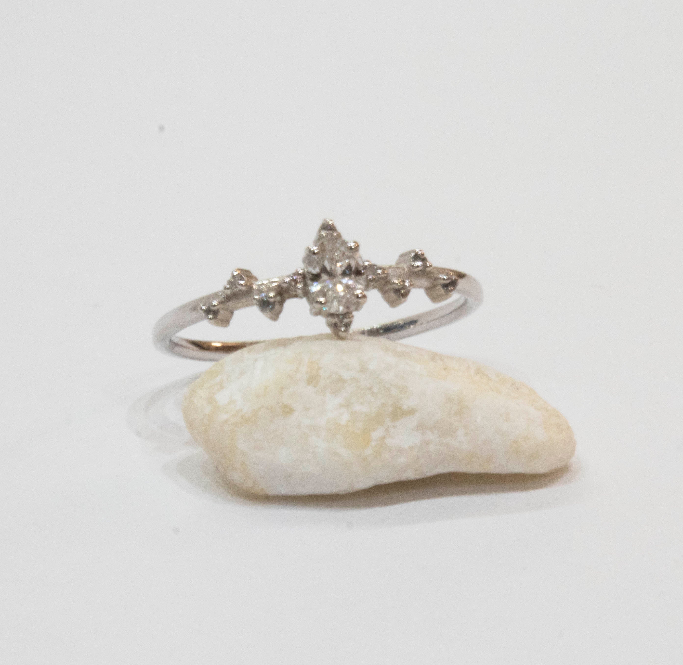 Snowfall Oval Diamond Solitaire Ring