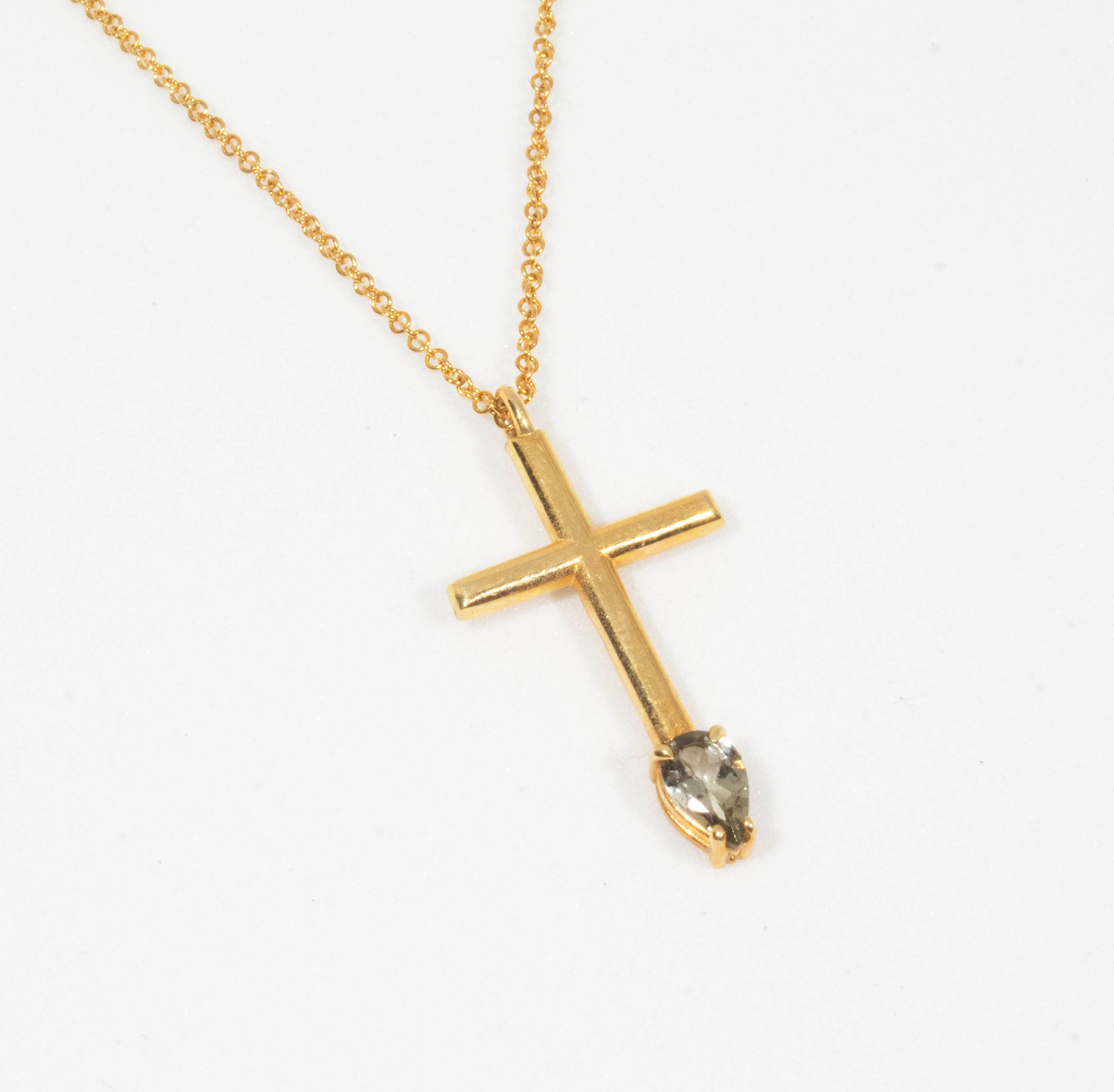 Baptism Cross with Pear Tourmaline