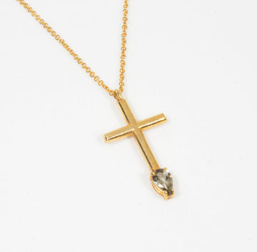 Baptism Cross with Pear Tourmaline