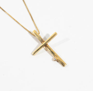 Baptism Cross Off-center Diamond