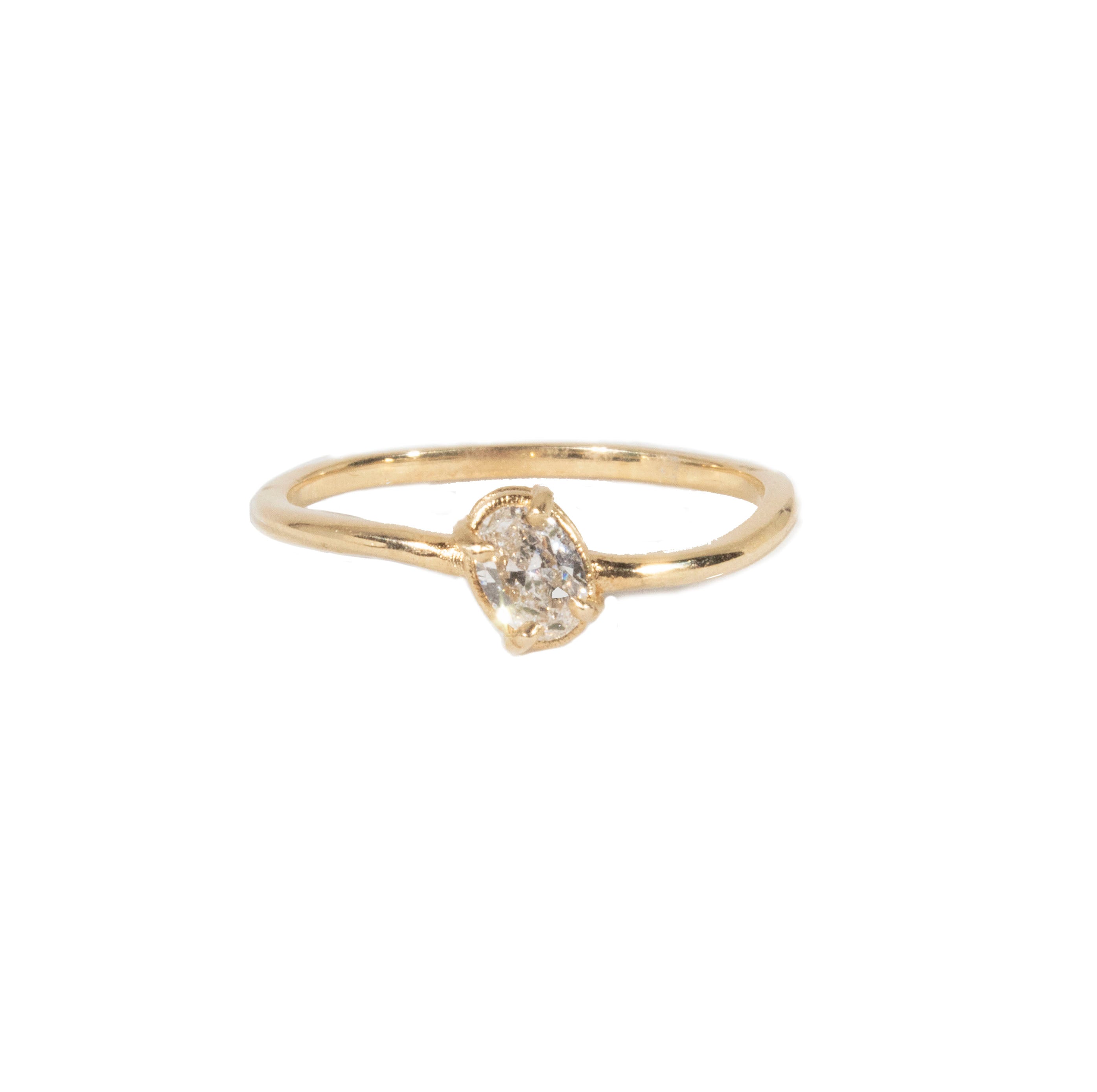 Wave Solitaire Oval Diamond Ring