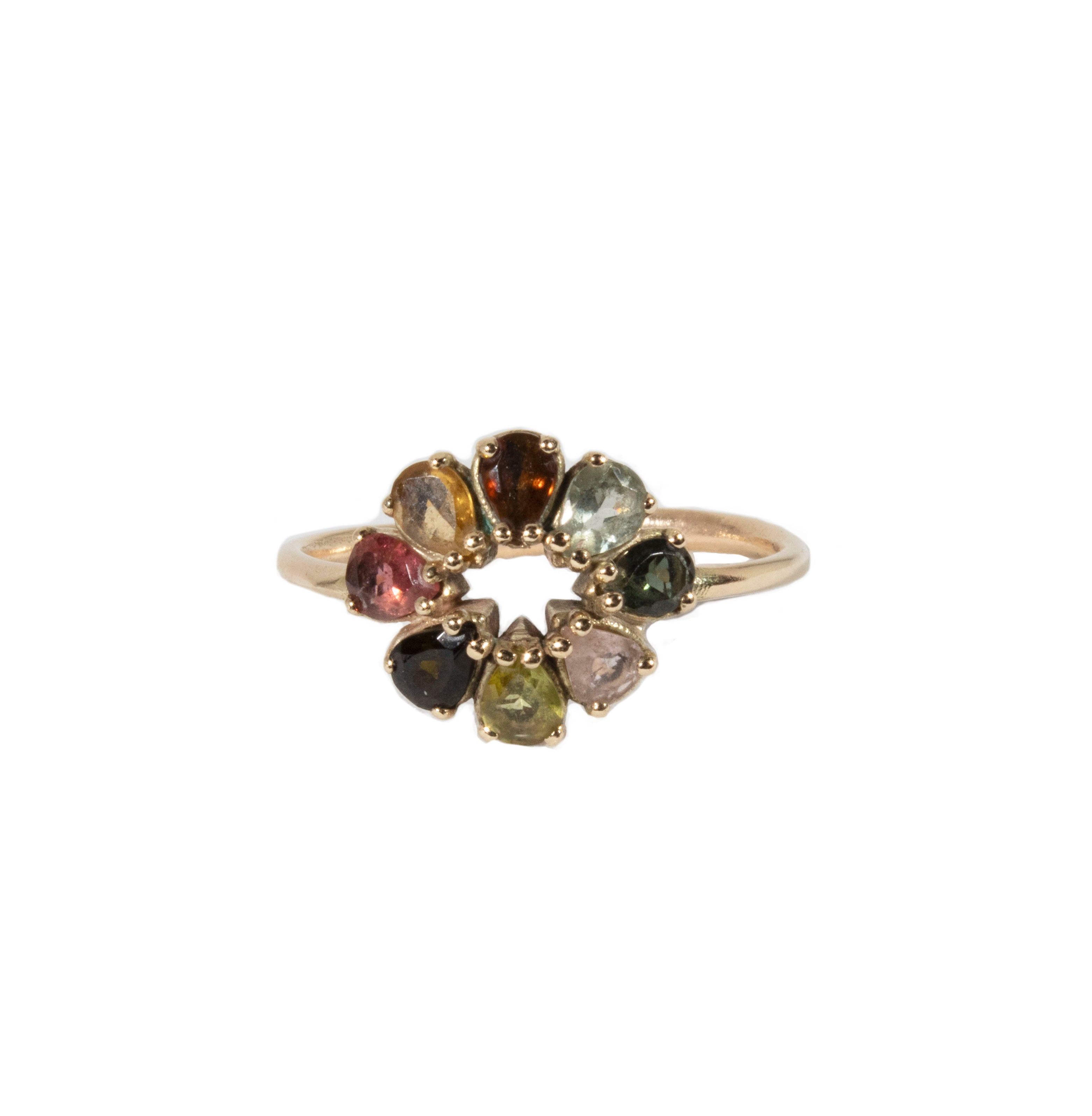 Daisy of Tourmalines Ring 9 karats Gold