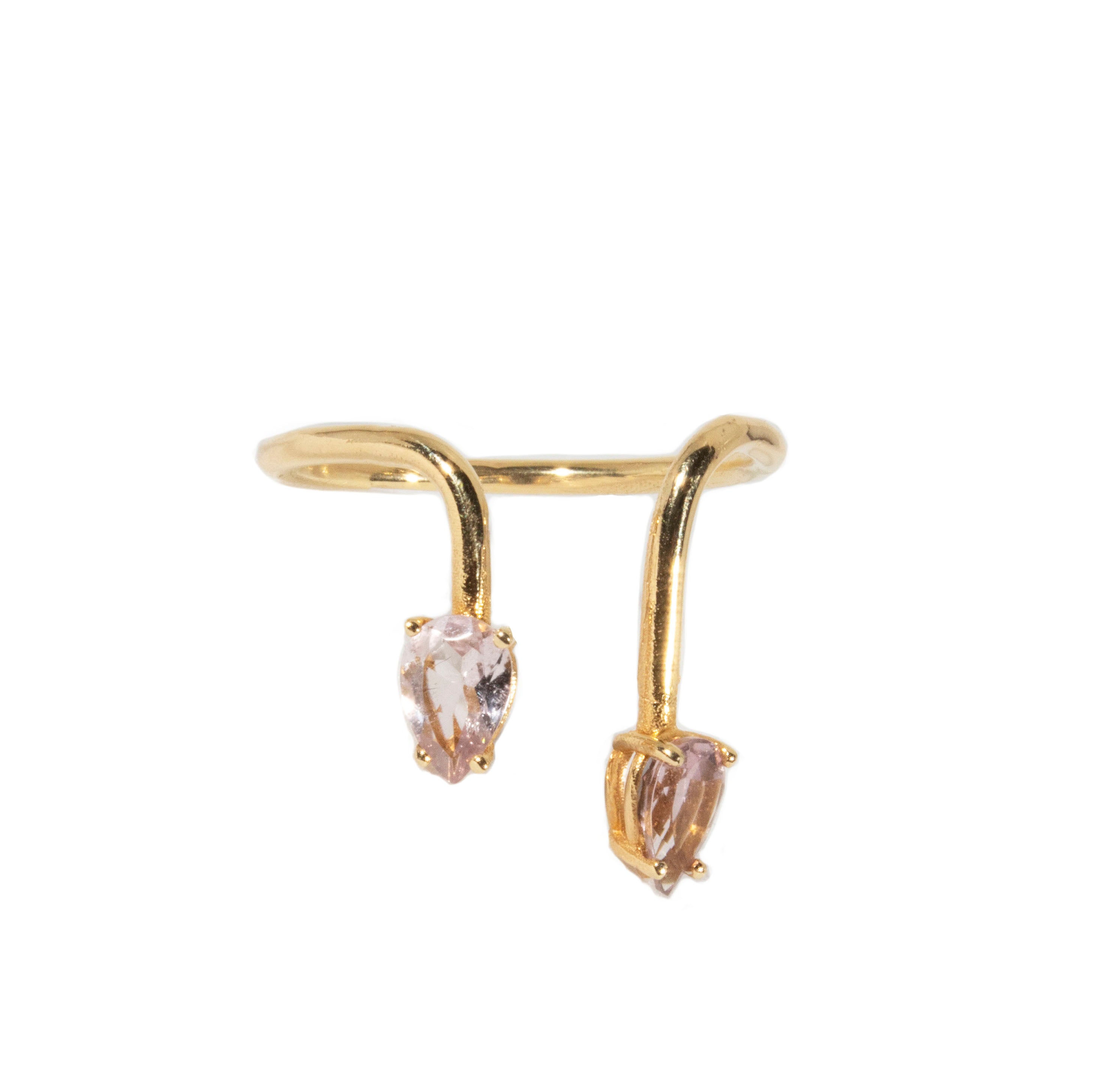 Drops Dusty Pink Tourmalines Open Ring 9 karats Gold