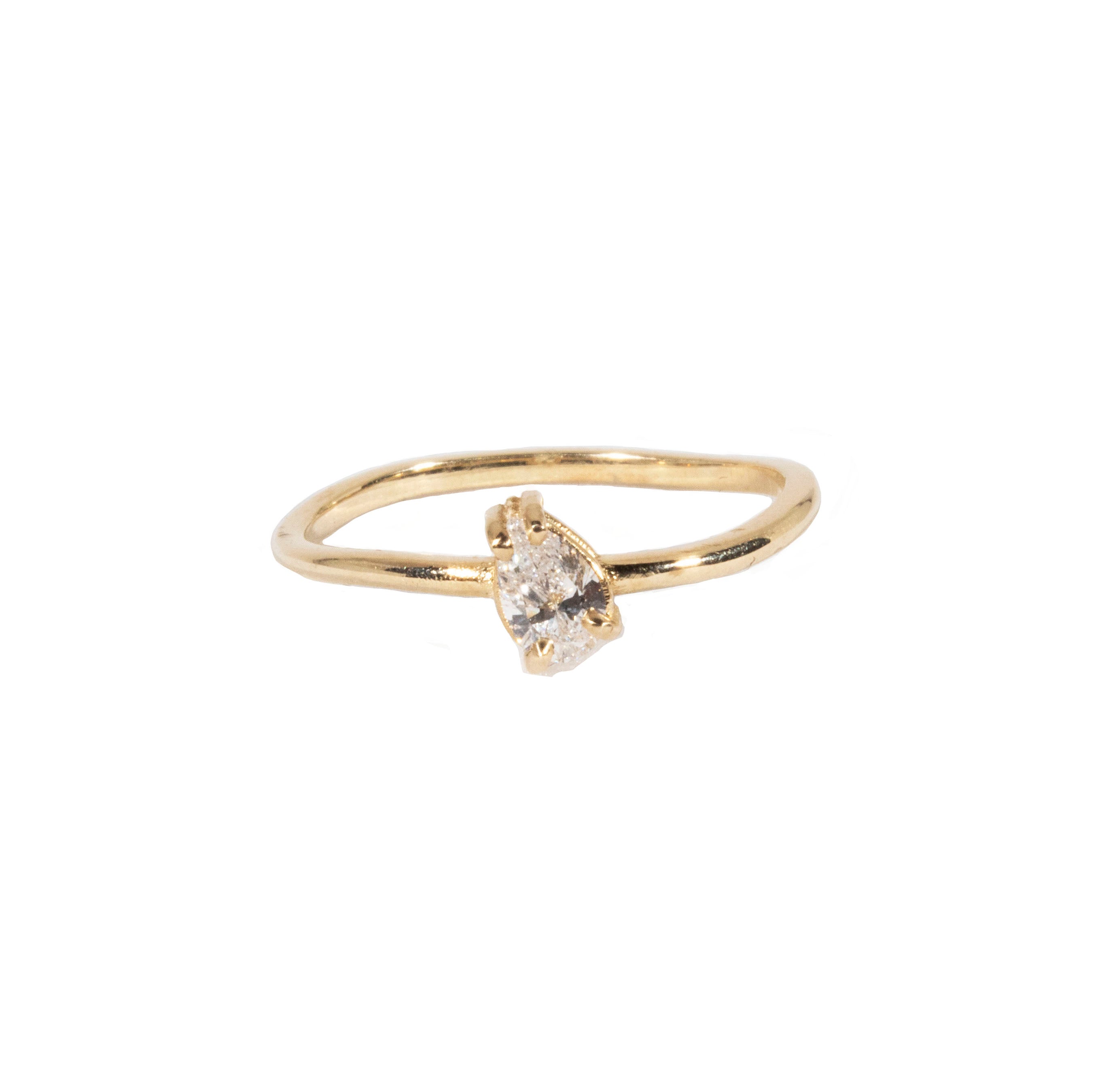 Wave Solitaire Pear Diamond  Ring