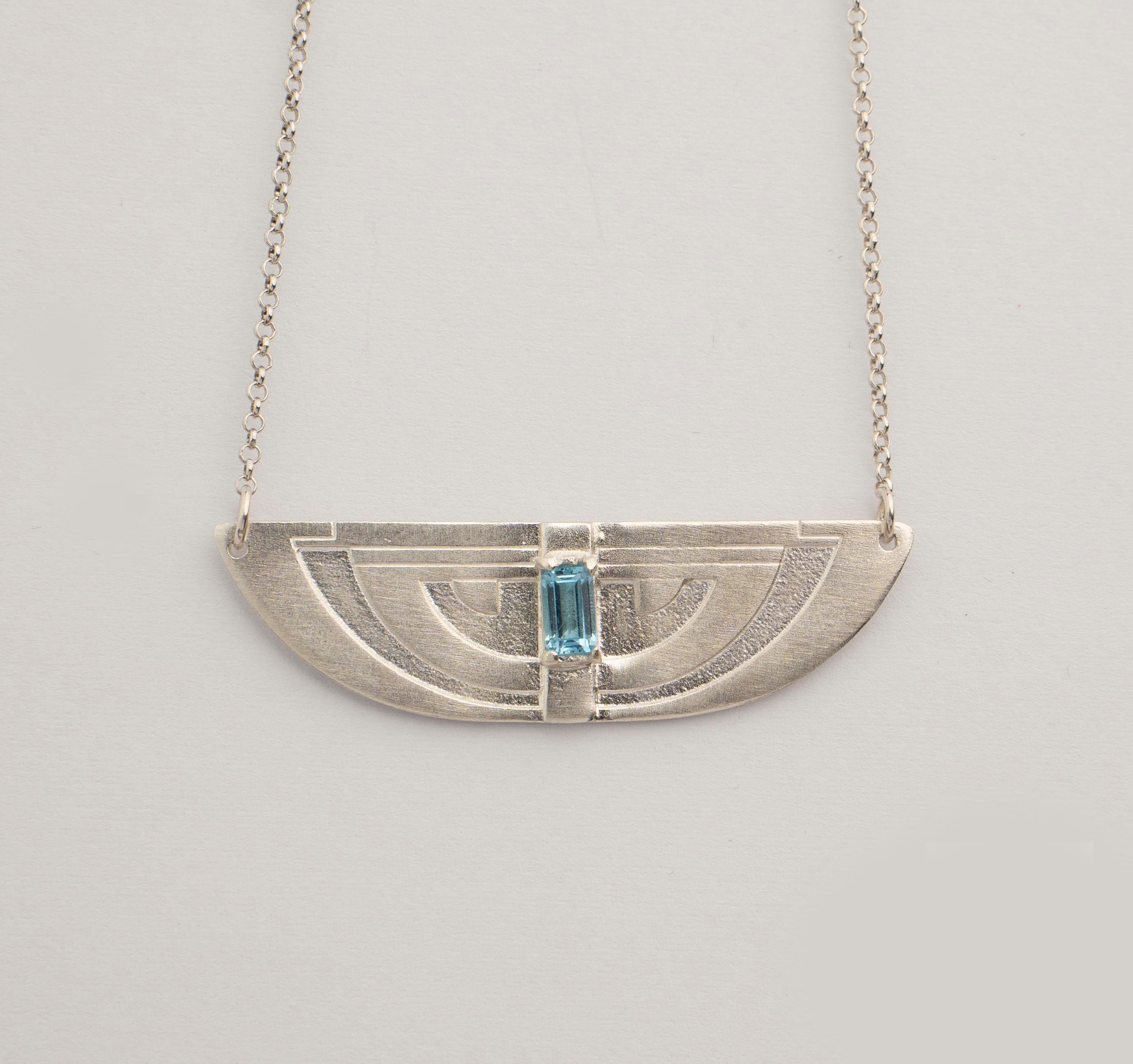 Art Deco Big Curved Topaz Necklace
