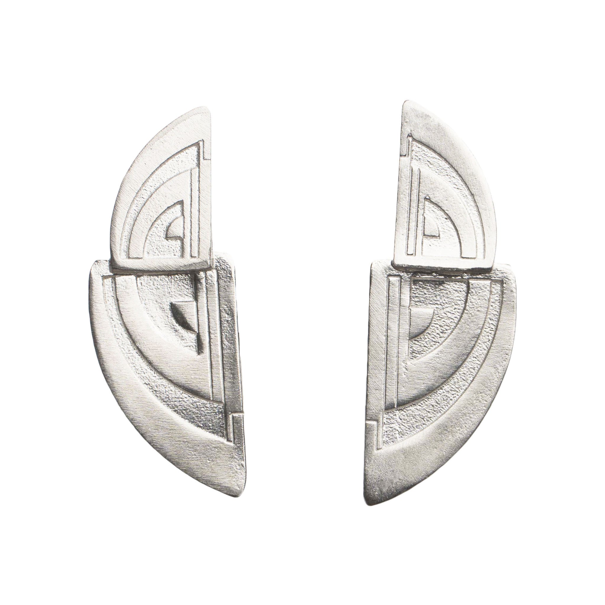 Art Deco Oblong Stametent Stud Earrings