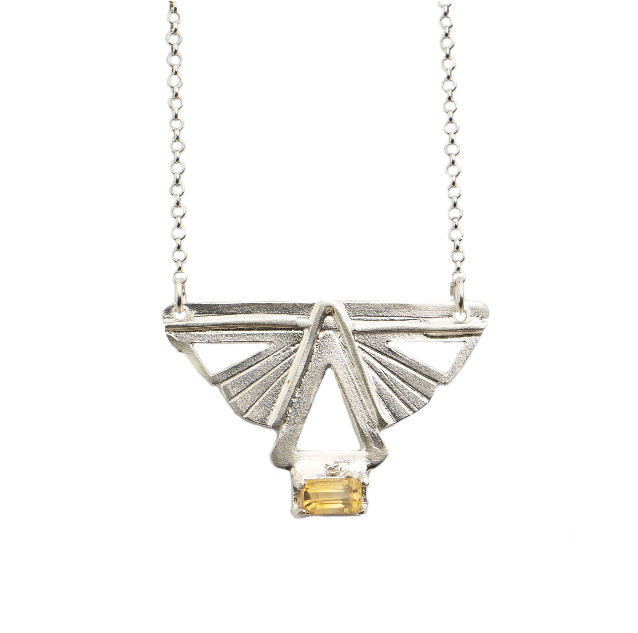 Art Deco Butterfly Citrine Necklace