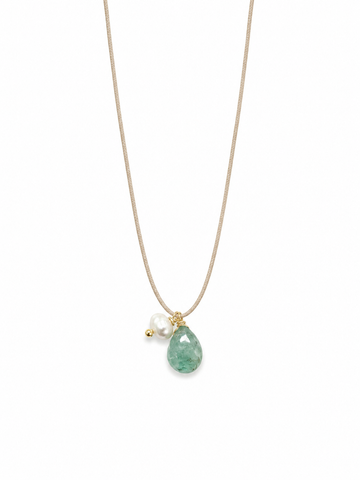 Aura Amazonite and Pearl Cord Necklace