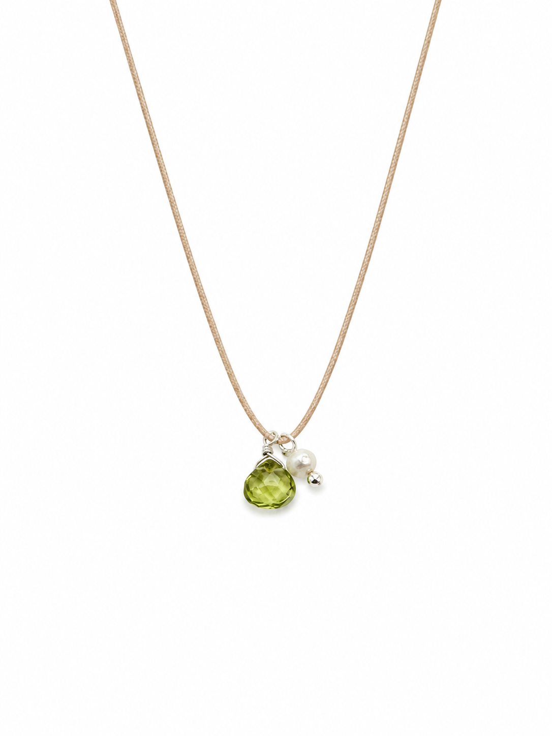 Aura Peridot and Pearl Cord Necklace