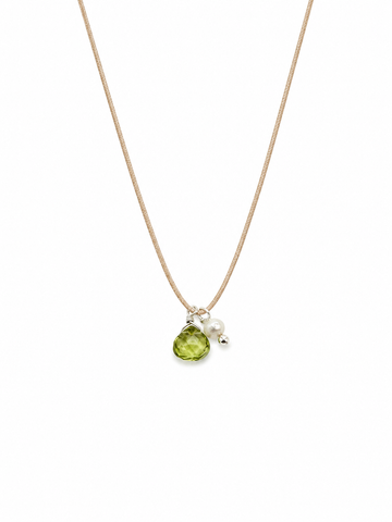 Aura Peridot and Pearl Cord Necklace