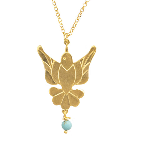 Flowers Flying Canary With Turquoise Stone