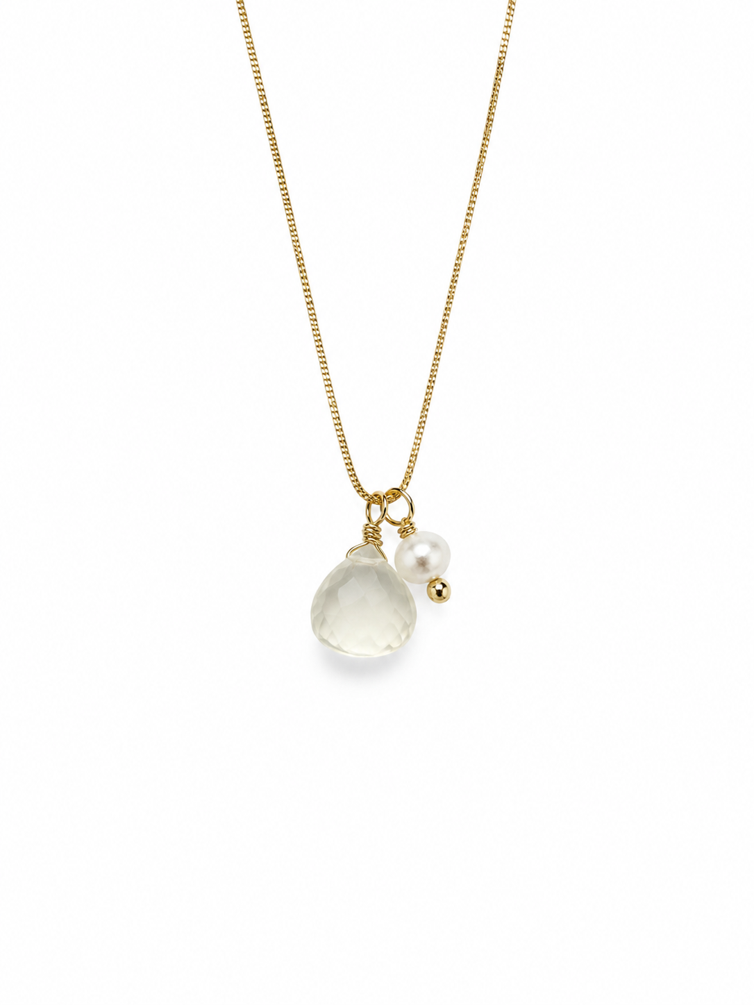 Aura Moonstone and Pearl Cord Necklace