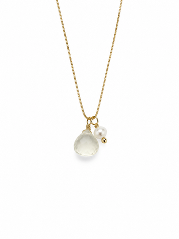Aura Moonstone and Pearl Cord Necklace