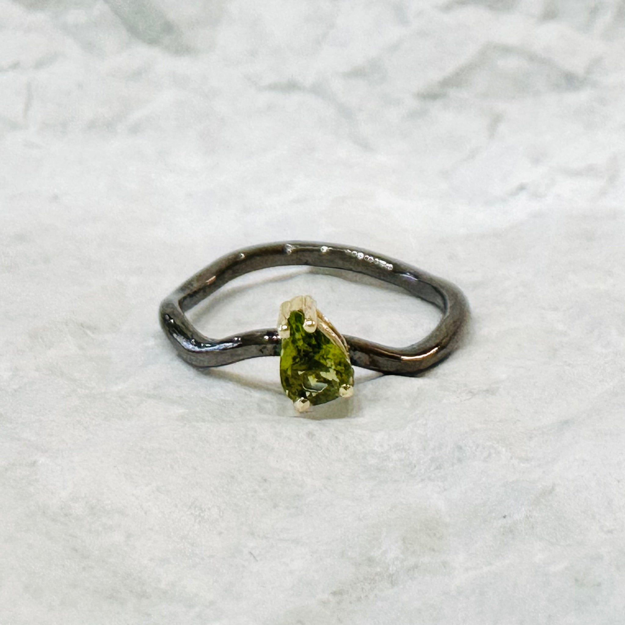 Solitaire Peridot Pear Ring