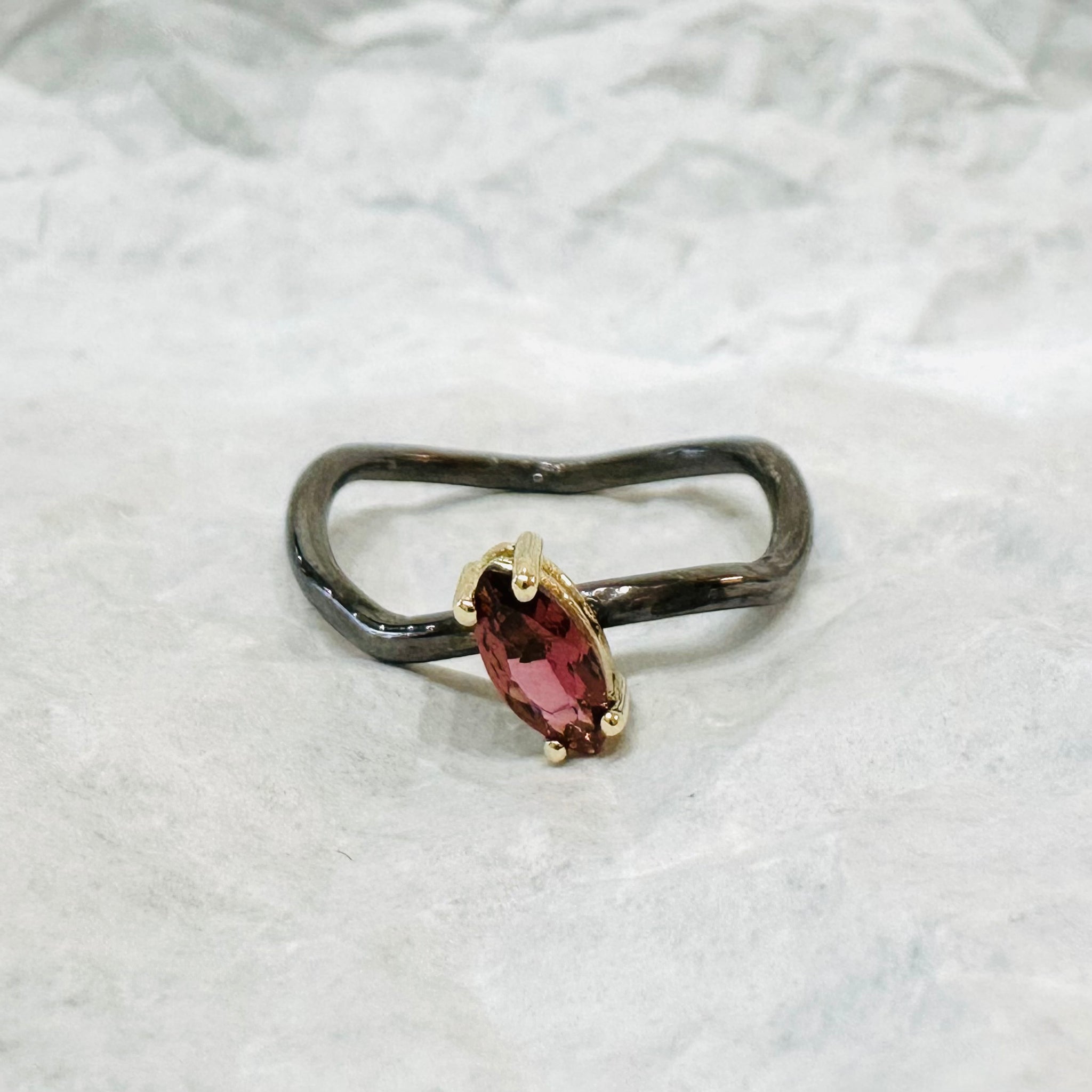 Solitaire Pink Marquise Tourmaline Ring