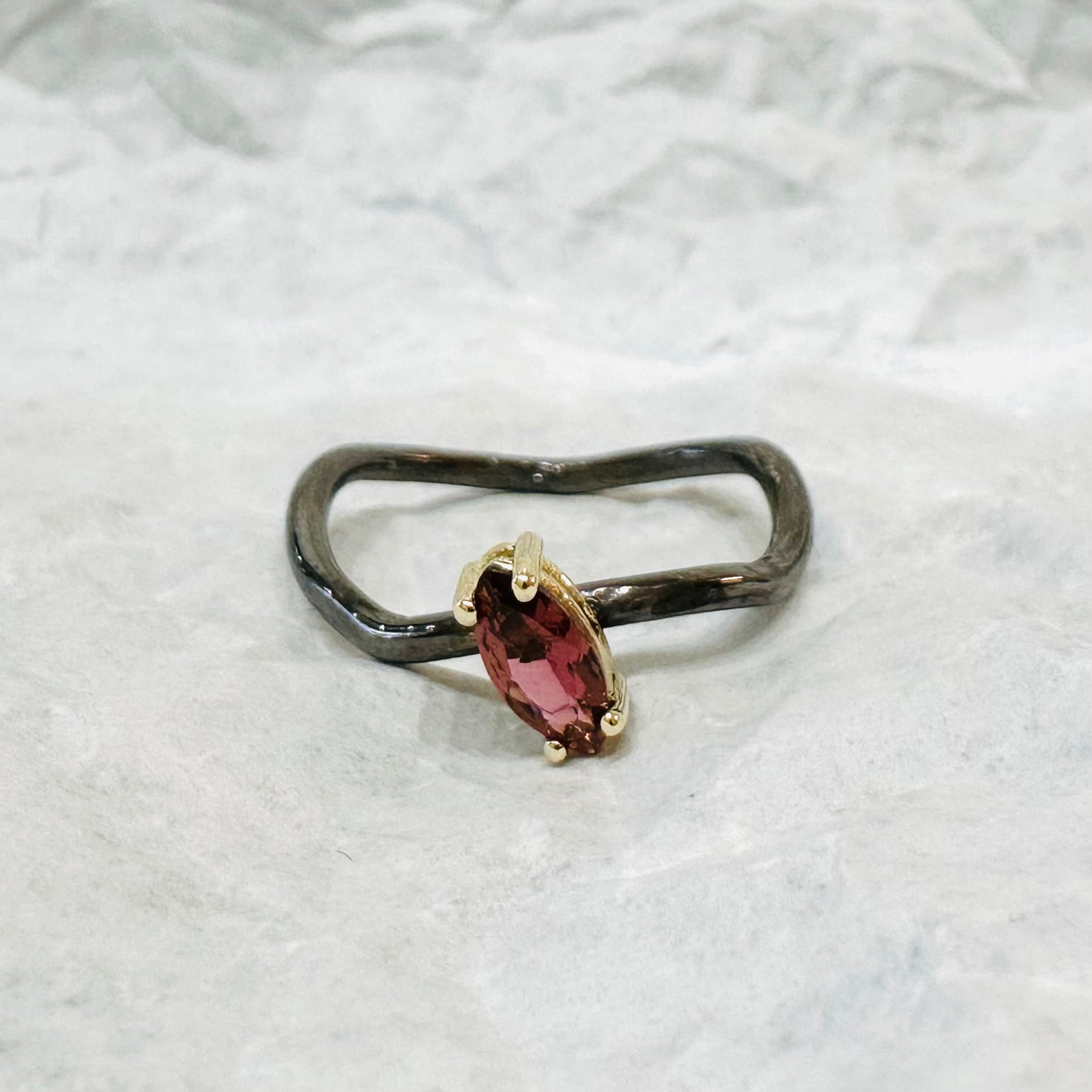 Solitaire Pink Marquise Tourmaline Ring